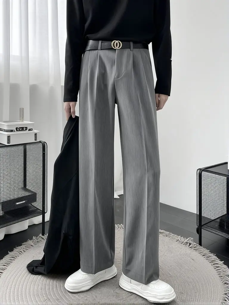 Drape Anti-wrinkle Brand Casual Pants Men High end Luxury Work wear Suit Pants Wide leg Straight Trousers Harajuku Cool Black
Drape Anti-wrinkle Brand Casual Pants Men High end Luxury Work wear Suit Pants Wide leg Straight Trousers Harajuku Cool Black