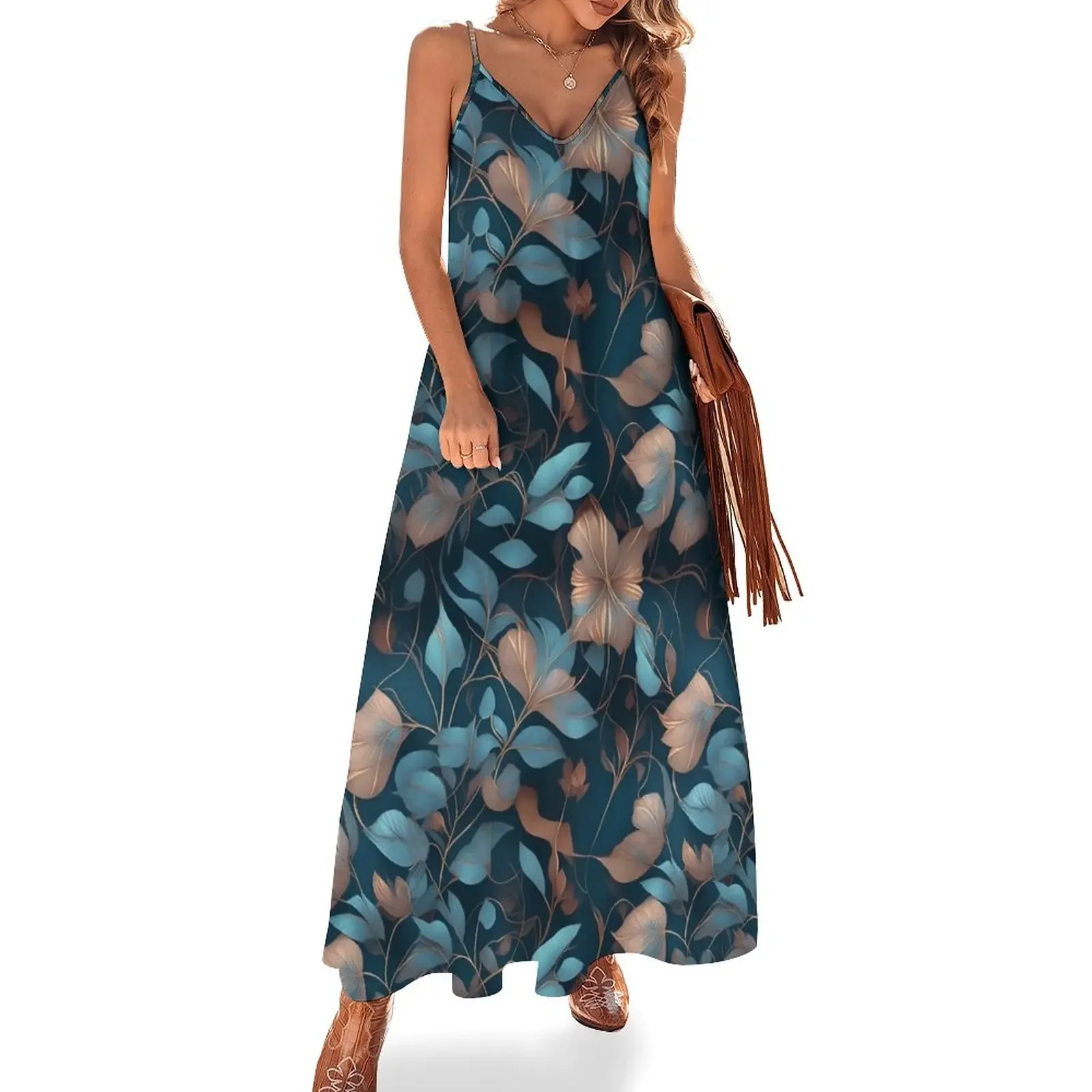 Elegant leaf tendrils in cream and light blue Sleeveless Dress birthday dress for women summer dress daily
Elegant leaf tendrils in cream and light blue Sleeveless Dress birthday dress for women summer dress daily