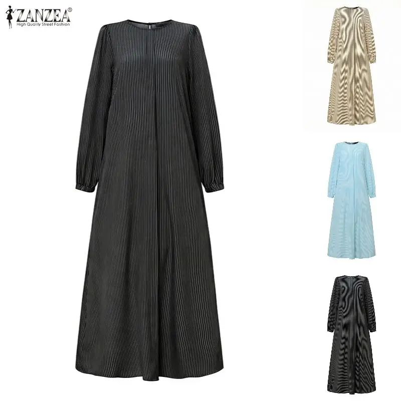 ZANZEA 2026 Summer Women O Neck Long Sleeve Muslim Abaya Dress Striped Sundress Casual Loose Kaftan IsIamic Robe Hijab Vestidos
ZANZEA 2026 Summer Women O Neck Long Sleeve Muslim Abaya Dress Striped Sundress Casual Loose Kaftan IsIamic Robe Hijab Vestidos