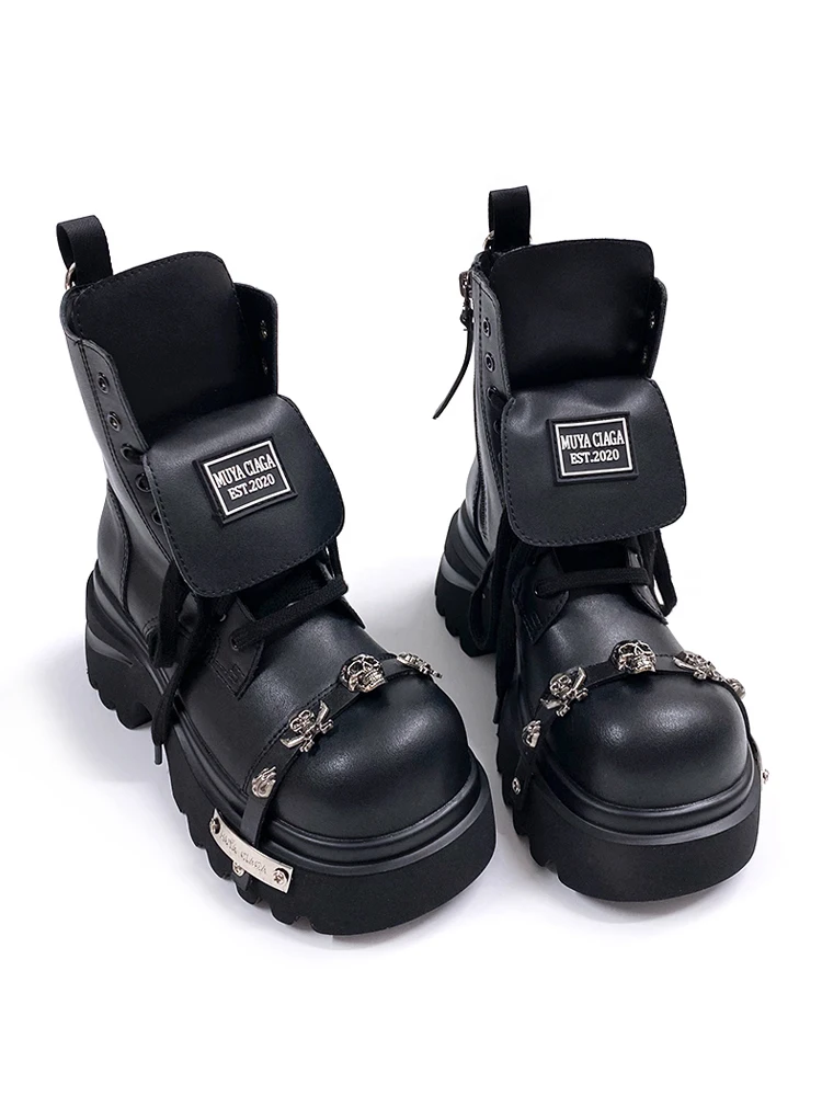 Women's round Toe Boots Thick Bottom Chunky Heel Short Boots Heightening Punk Rock Big Head Boots Metal Element Shortie
Women's round Toe Boots Thick Bottom Chunky Heel Short Boots Heightening Punk Rock Big Head Boots Metal Element Shortie