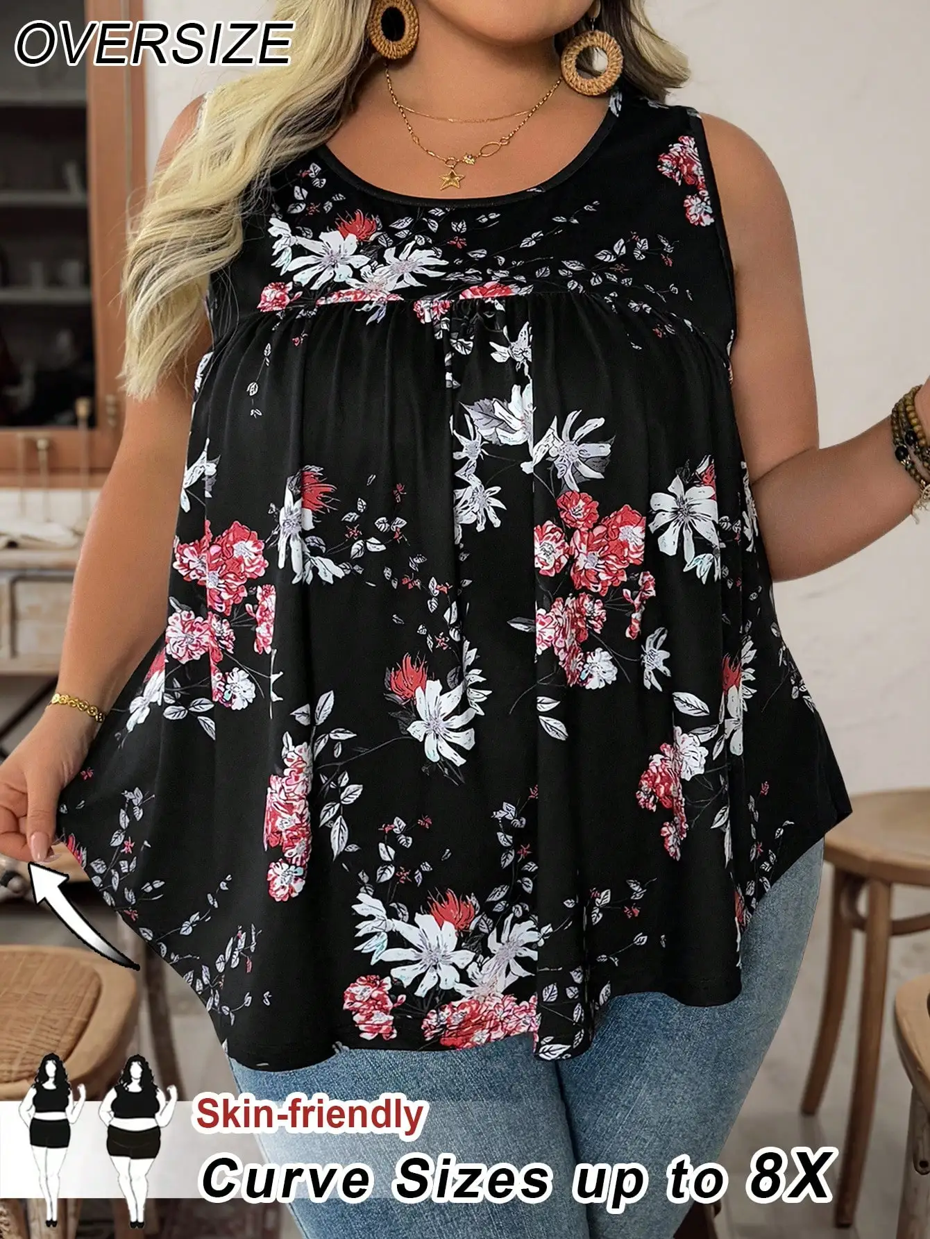 Plus Size Floral Print Loose Tank Top For Women Summer Boho Vacation
Plus Size Floral Print Loose Tank Top For Women Summer Boho Vacation