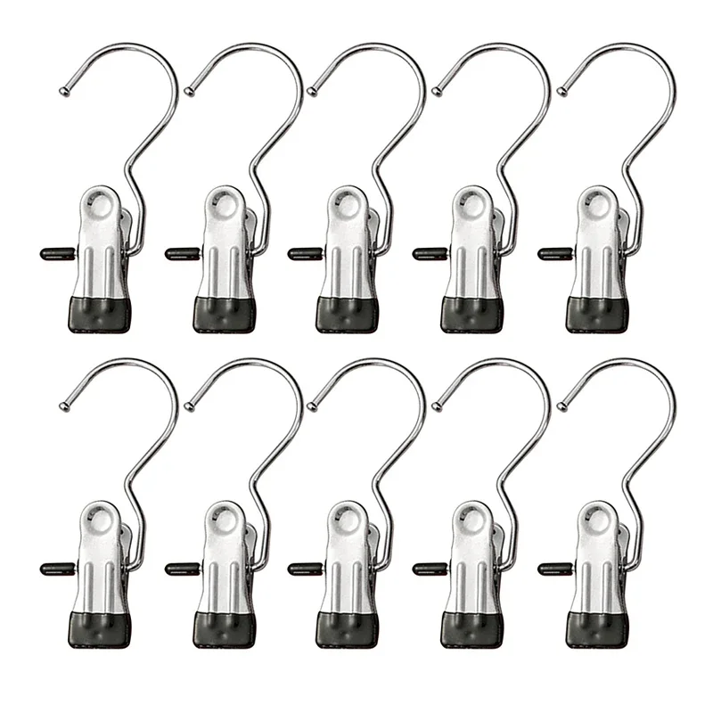 10pcs Double Adhesive Multifunctional Stainless Steel Pants Clip With Hooks For Home Storage And Clothes Drying
10pcs Double Adhesive Multifunctional Stainless Steel Pants Clip With Hooks For Home Storage And Clothes Drying