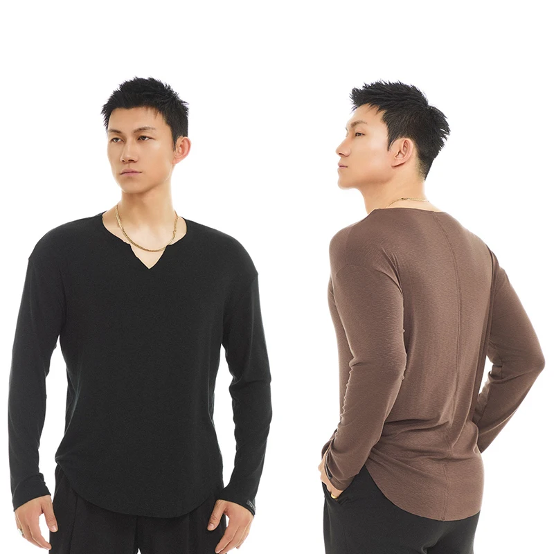 2025 New Latin Dance Practice Clothes For Men Long Sleeved Small V-Neck Shirts Adult Male Chacha Rumba Latin Dance Tops DQS19700
2025 New Latin Dance Practice Clothes For Men Long Sleeved Small V-Neck Shirts Adult Male Chacha Rumba Latin Dance Tops DQS19700
