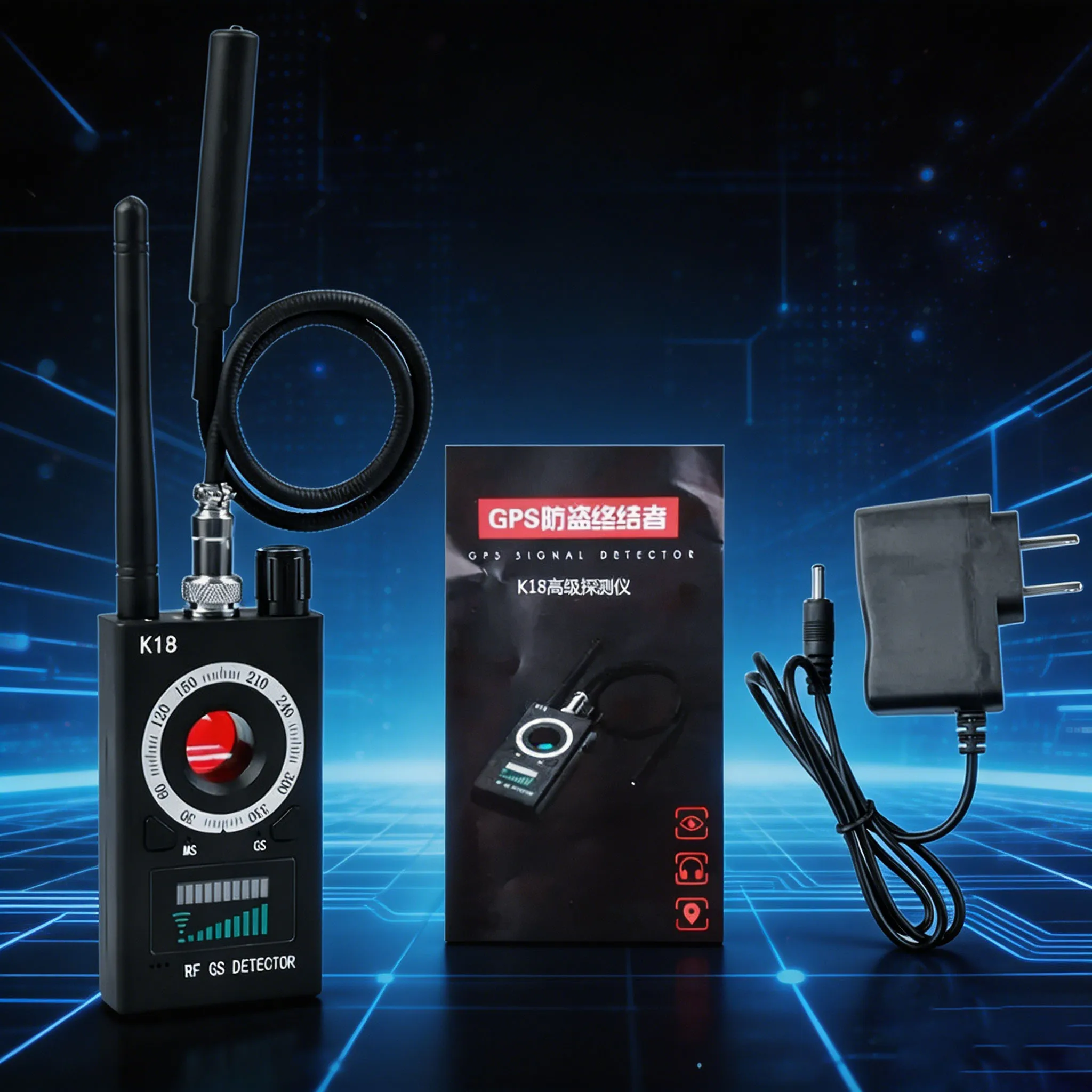 New K18 Multi-Function Detector: Anti-Spy Camera, Wireless Lens Finder, 1MHz-6.5GHz GSM Audio Bug Detector, GPS Signal RF Tracke
New K18 Multi-Function Detector: Anti-Spy Camera, Wireless Lens Finder, 1MHz-6.5GHz GSM Audio Bug Detector, GPS Signal RF Tracke
