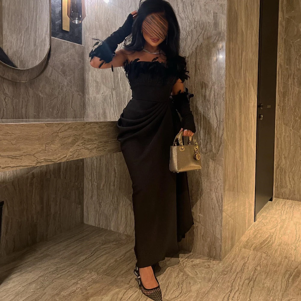 Luxury Evening Dress For Sexy Women 2024 فساتين السهرة Boat Neck Elegant Feathers Straight Black Cocktail Party Prom Gown
Luxury Evening Dress For Sexy Women 2024 فساتين السهرة Boat Neck Elegant Feathers Straight Black Cocktail Party Prom Gown