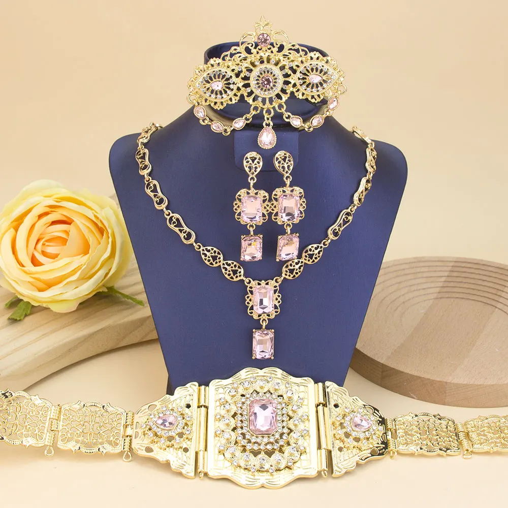 Sunspicems Gold Color Crystal Morocco Bride Jewelry Sets For Women Caftan Belt Waist Chain Charm Choker Necklace Square Earrings
Sunspicems Gold Color Crystal Morocco Bride Jewelry Sets For Women Caftan Belt Waist Chain Charm Choker Necklace Square Earrings