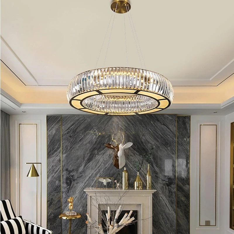 Modern luxury crystal chandelier simple living room dining room round chandelier
Modern luxury crystal chandelier simple living room dining room round chandelier