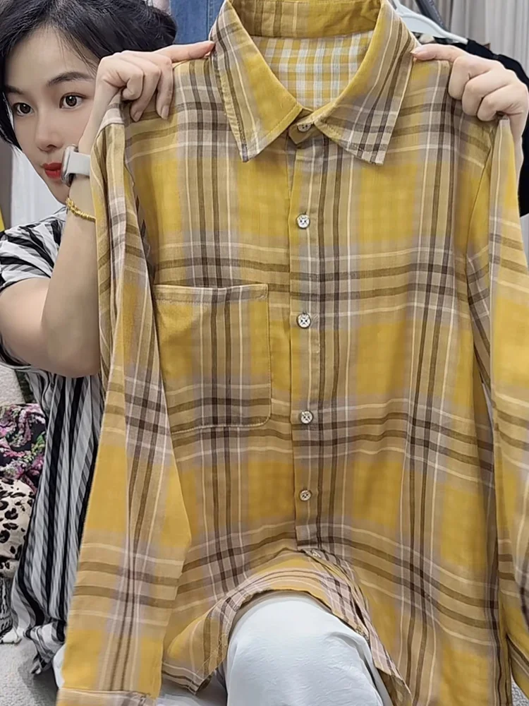 Корейская клетчатая рубашка в стиле SLE для женщин, летняя новинка, большие размеры, модный повседневный топ, трендовый, омолаживающий, стандартный крой, с длинным рукавом
Корейская клетчатая рубашка в стиле SLE для женщин, летняя новинка, большие размеры, модный повседневный топ, трендовый, омолаживающий, стандартный крой, с длинным рукавом