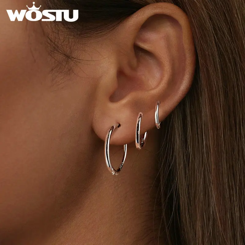 WOSTU Solid 925 Sterling Silver Simple Round Hoop Earrings for Women European Classical Rock Hoops Wedding Jewelry Accessories
WOSTU Solid 925 Sterling Silver Simple Round Hoop Earrings for Women European Classical Rock Hoops Wedding Jewelry Accessories