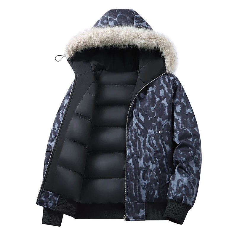 Men's Jacket Winter Thickened Cotton Leopard Print Hooded American Retro Style Cotton Warm Winter Coats Men Parka Jacket
Men's Jacket Winter Thickened Cotton Leopard Print Hooded American Retro Style Cotton Warm Winter Coats Men Parka Jacket