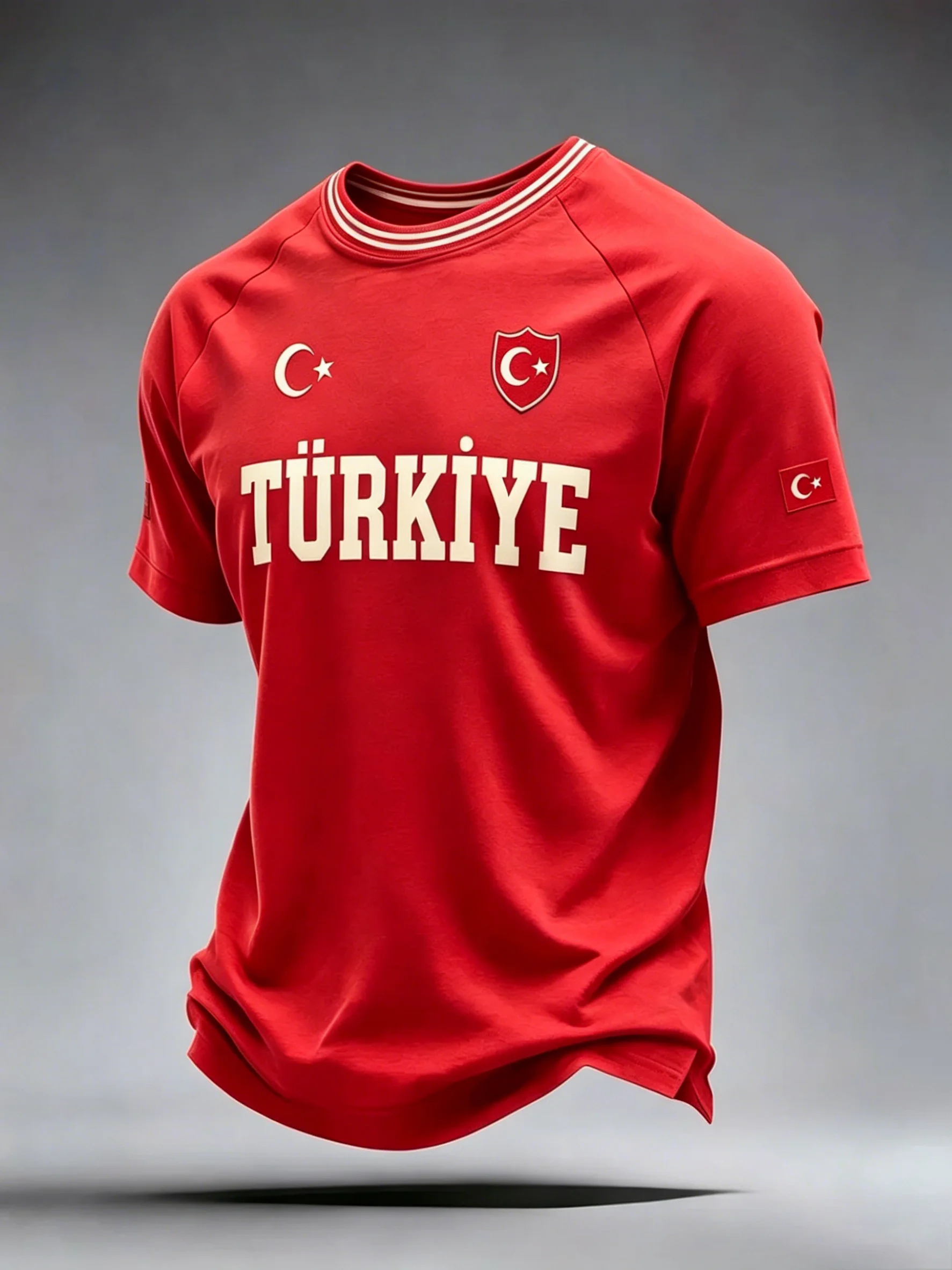 2026 Turkiye Raglan Fan T Shirt Motorcycle Striped Collar Crescent Star Shield Flag Sleeve Patch Short Sleeve Casual Unisex Tee
2026 Turkiye Raglan Fan T Shirt Motorcycle Striped Collar Crescent Star Shield Flag Sleeve Patch Short Sleeve Casual Unisex Tee