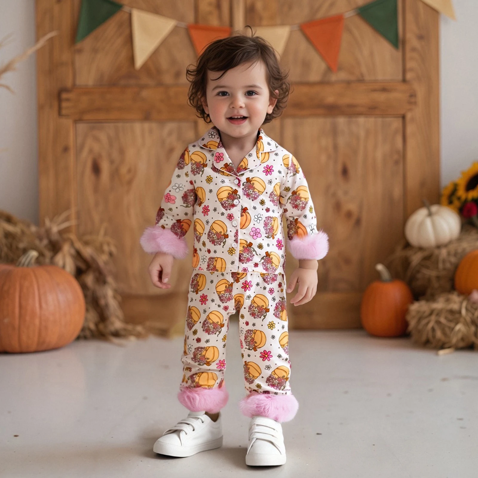 Toddler Little Girl Halloween Pajama Set Pumpkin Fuzzy Trim Long Sleeve Tops Elastic Waist Pants 2 Piece Sleepwear Outfit
Toddler Little Girl Halloween Pajama Set Pumpkin Fuzzy Trim Long Sleeve Tops Elastic Waist Pants 2 Piece Sleepwear Outfit