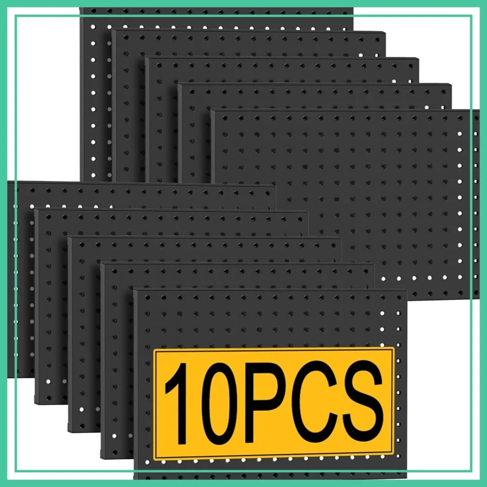 10 Pcs Heavy Duty Metal Pegboard Panels, 16x12in for Garage and Garden Tool Storage, with Drywall Anchors and Screws Kit, Black
10 Pcs Heavy Duty Metal Pegboard Panels, 16x12in for Garage and Garden Tool Storage, with Drywall Anchors and Screws Kit, Black