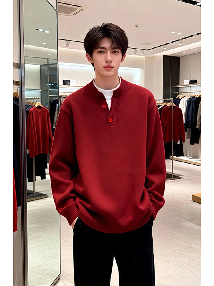 Red Thiened V-Ne Henry Collar Knitwear Men's Winter Faion Inner Wear Casual Sle Regular Length Long Sve Top
Red Thiened V-Ne Henry Collar Knitwear Men's Winter Faion Inner Wear Casual Sle Regular Length Long Sve Top