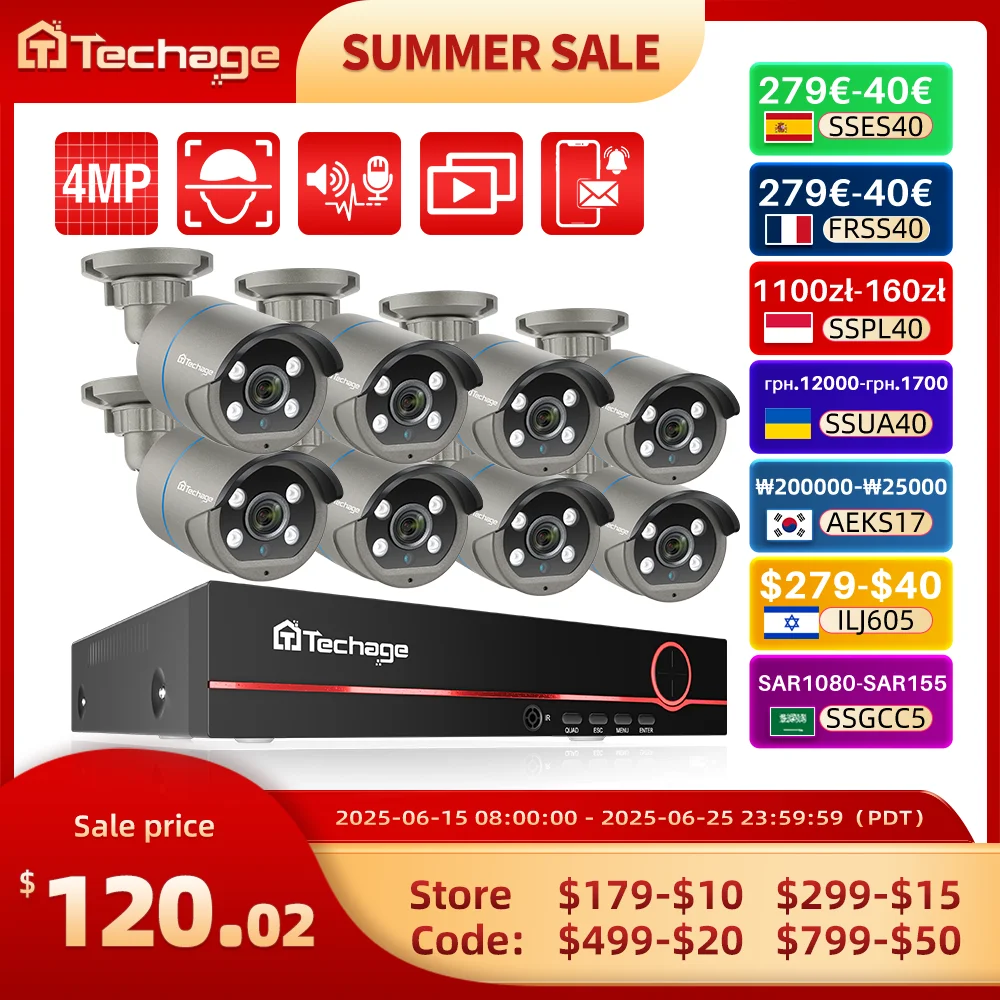 Система видеонаблюдения Techage, 8 каналов, HD, 4 МП, POE, NVR, уличная Двусторонняя IP-камера с функцией обнаружения лиц, P2P, P2P
Система видеонаблюдения Techage, 8 каналов, HD, 4 МП, POE, NVR, уличная Двусторонняя IP-камера с функцией обнаружения лиц, P2P, P2P