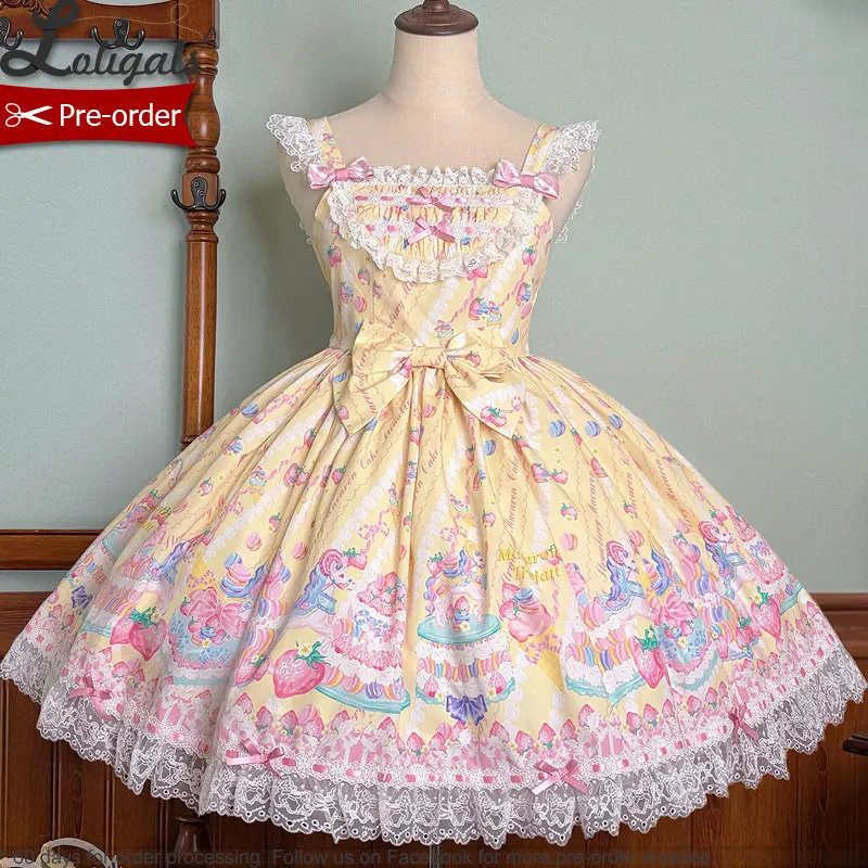 Pre-order Retro Sweet Lolita Dress Vintage Colorful Printed Sleeveless Party Dress ~ The Macaron Series by Twin Bear
Pre-order Retro Sweet Lolita Dress Vintage Colorful Printed Sleeveless Party Dress ~ The Macaron Series by Twin Bear