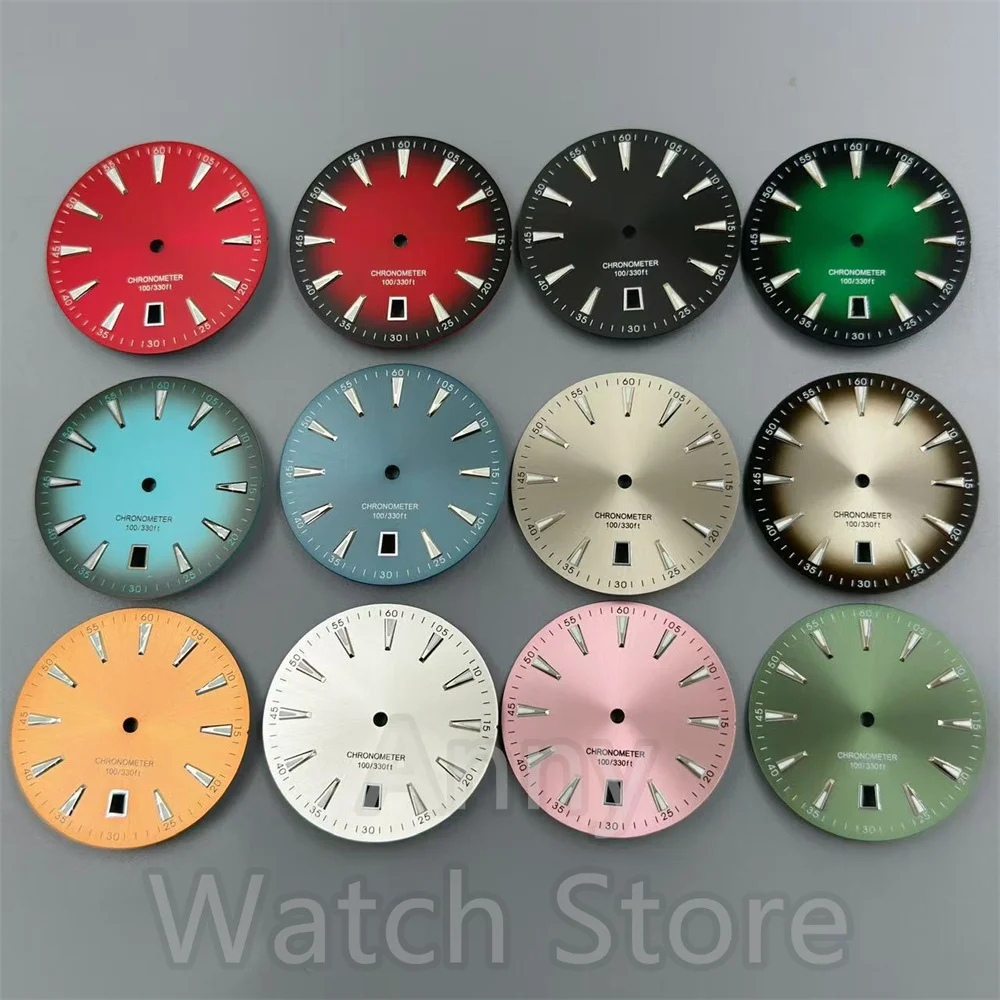33.5mm Watch Dial 6o'clockSunburst Gradient Black Ocean Blue Red Dial Luminous Suitable For NH35 Movement Watch Accessory
33.5mm Watch Dial 6o'clockSunburst Gradient Black Ocean Blue Red Dial Luminous Suitable For NH35 Movement Watch Accessory