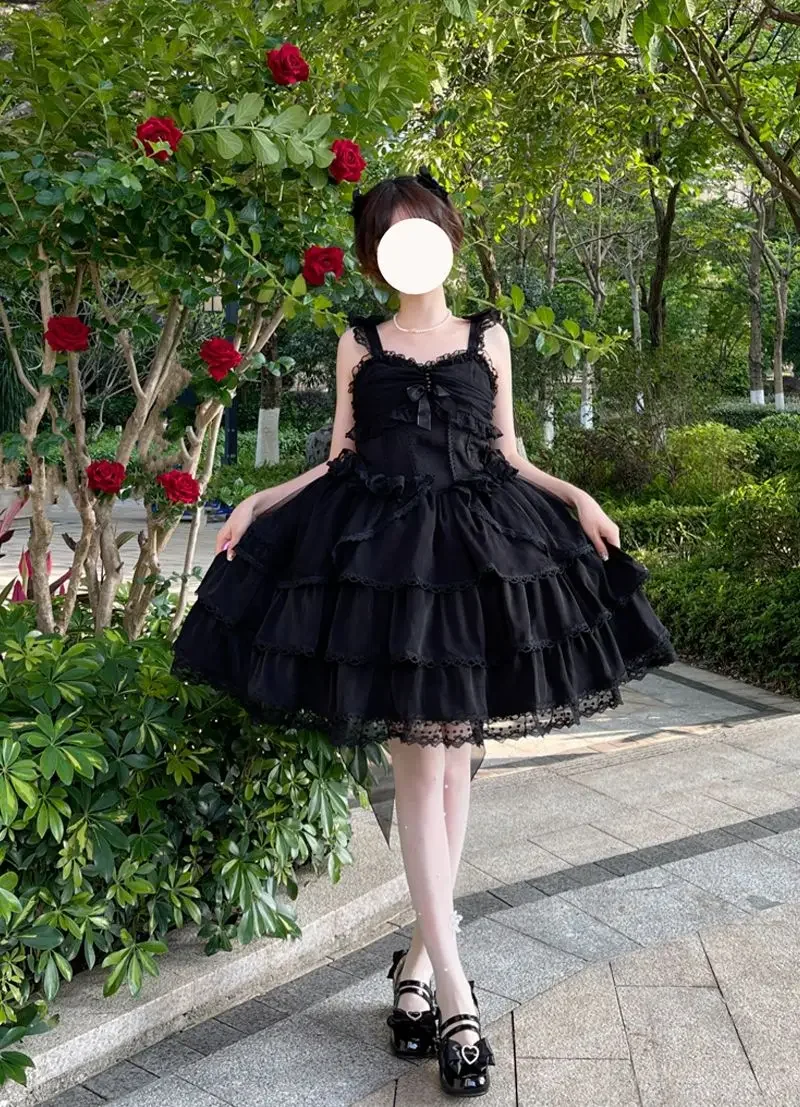 Japanese Sweet Lolita Jsk Dress Women Kawaii Lace Bow Sleeveless Princess Dresses Girls Gothic Elegant Slim Tiered Cake Dresses
Japanese Sweet Lolita Jsk Dress Women Kawaii Lace Bow Sleeveless Princess Dresses Girls Gothic Elegant Slim Tiered Cake Dresses