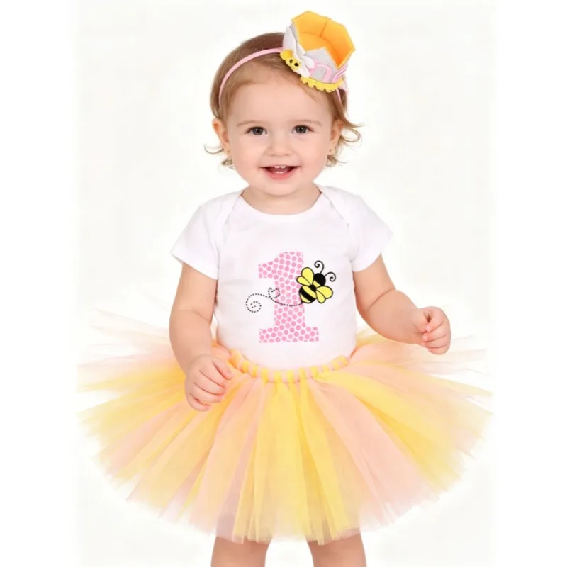 Baby Summer Bee Short Sleeves 3Pcs Outfit Infant Romper With Crown Tutu Mesh Skirt Set Birthday Photo Shoot Party Newborn Outfit
Baby Summer Bee Short Sleeves 3Pcs Outfit Infant Romper With Crown Tutu Mesh Skirt Set Birthday Photo Shoot Party Newborn Outfit
