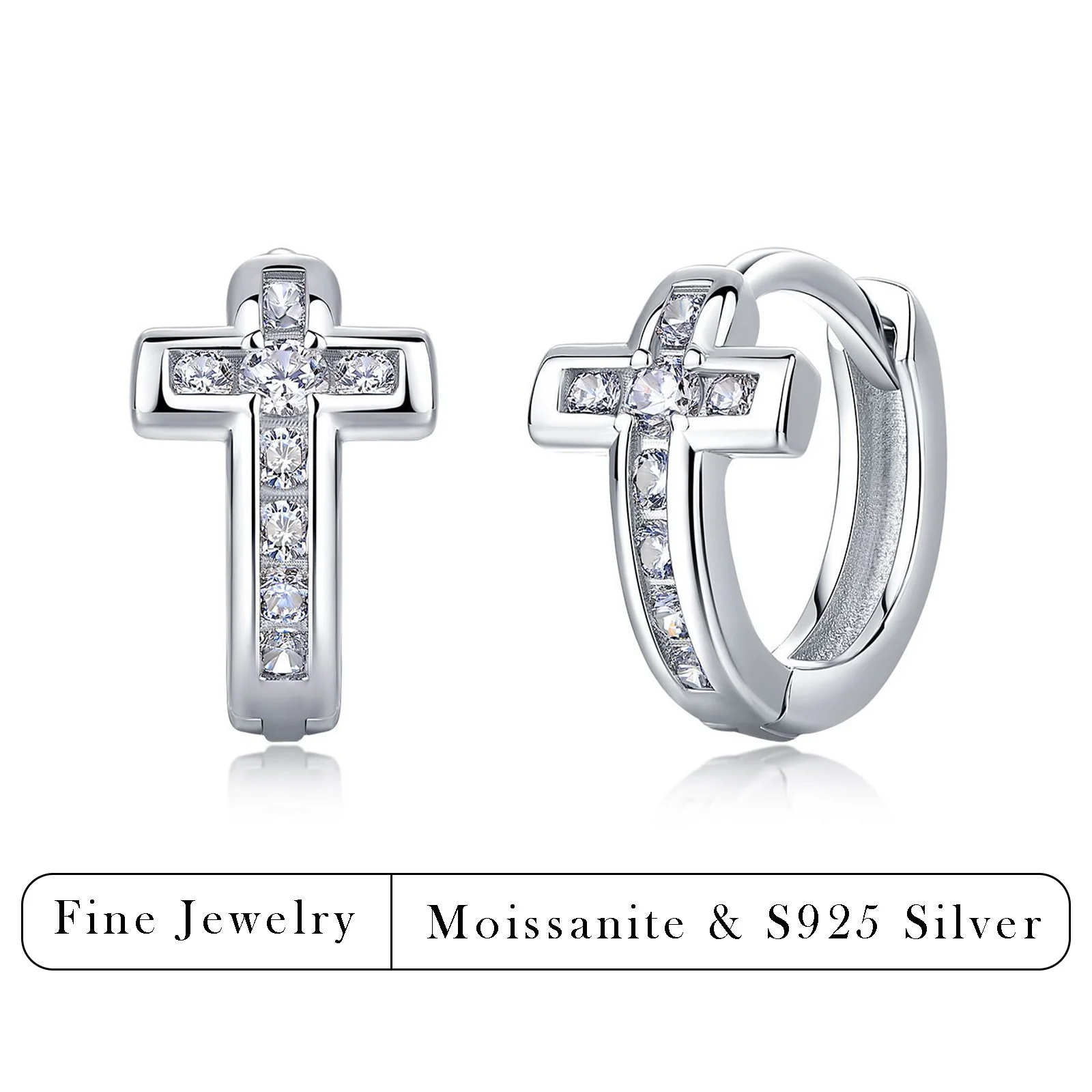 0.2CTW GRA Cross Moissanite Huggie Earrings 925 Sterling Silver Sparkling Crystal Hoop Earring Unisex Minimalist Religious Fine
0.2CTW GRA Cross Moissanite Huggie Earrings 925 Sterling Silver Sparkling Crystal Hoop Earring Unisex Minimalist Religious Fine