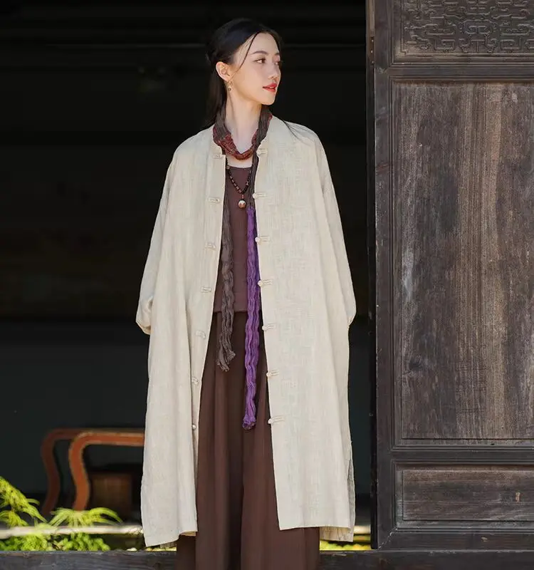 Women Chinese Style Cotton Ramie Trench Solid Color Coats Spring Autumn New Button Lantern Sleeve Vintage Trench Coat Tops F575
Women Chinese Style Cotton Ramie Trench Solid Color Coats Spring Autumn New Button Lantern Sleeve Vintage Trench Coat Tops F575