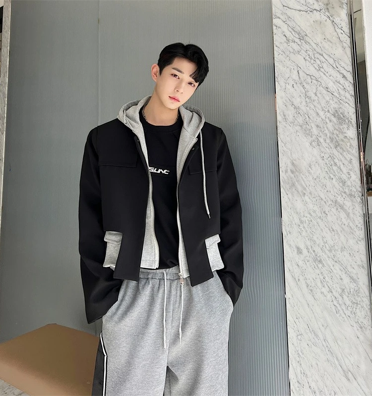 Korean Sle Hooded ort Jaet Men's Faion Color Blo Design Casual Cool Zipper Closure Polyester Youth ular Jaet
Korean Sle Hooded ort Jaet Men's Faion Color Blo Design Casual Cool Zipper Closure Polyester Youth ular Jaet