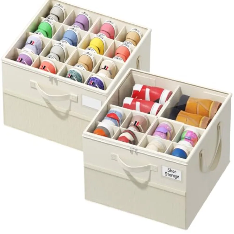 2 Pack Shoe Organizer for Closet, Large Shoe Box Storage Containers, Foldable Shoe Storage Organizer Box Bin with Adjustable Di
2 Pack Shoe Organizer for Closet, Large Shoe Box Storage Containers, Foldable Shoe Storage Organizer Box Bin with Adjustable Di
