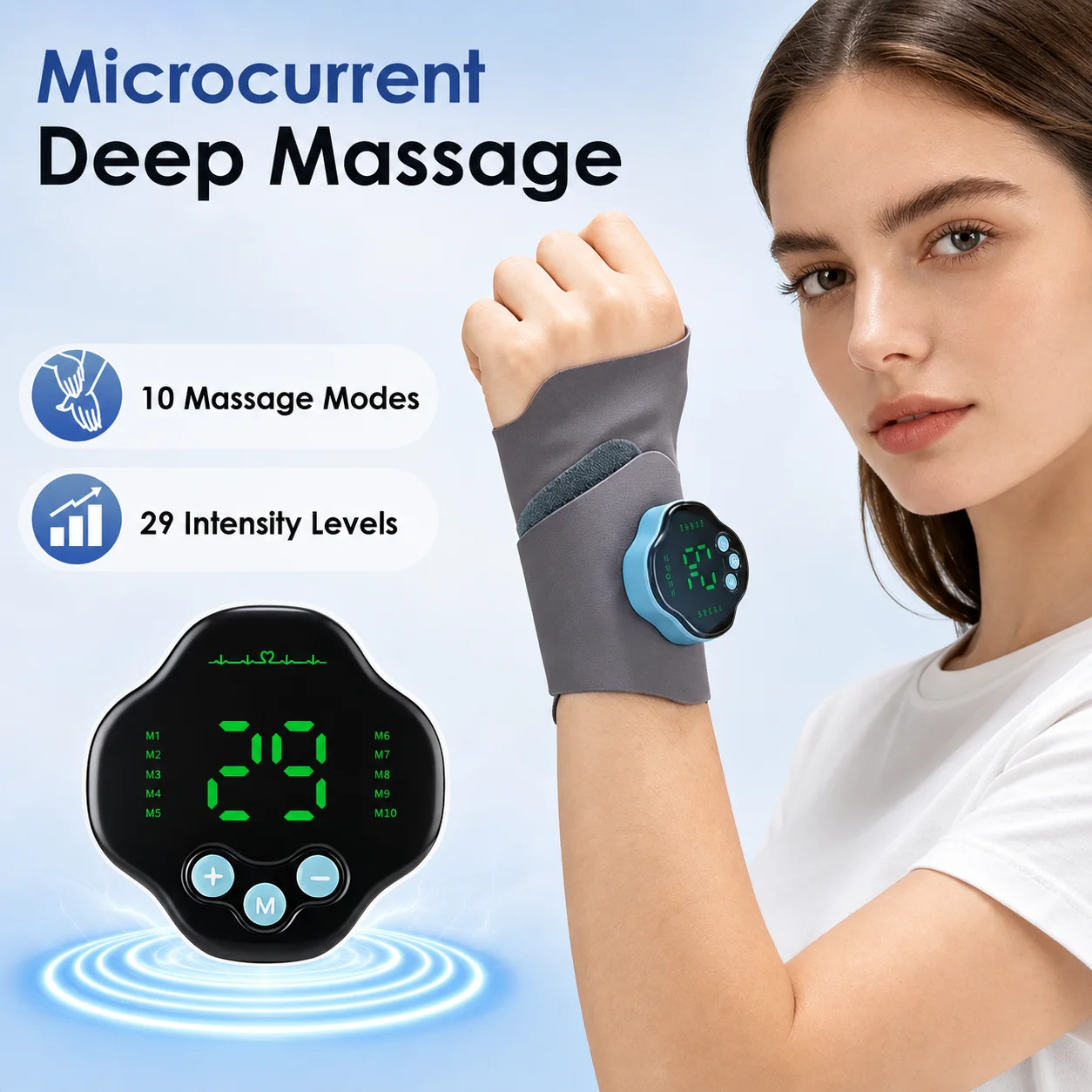 Microcurrent Wrist Band Hand Massager, 10 Modes 29 Levels Lycra Wristband No Heat, USB Rechargeable Adjustable Clover for Office
Microcurrent Wrist Band Hand Massager, 10 Modes 29 Levels Lycra Wristband No Heat, USB Rechargeable Adjustable Clover for Office
