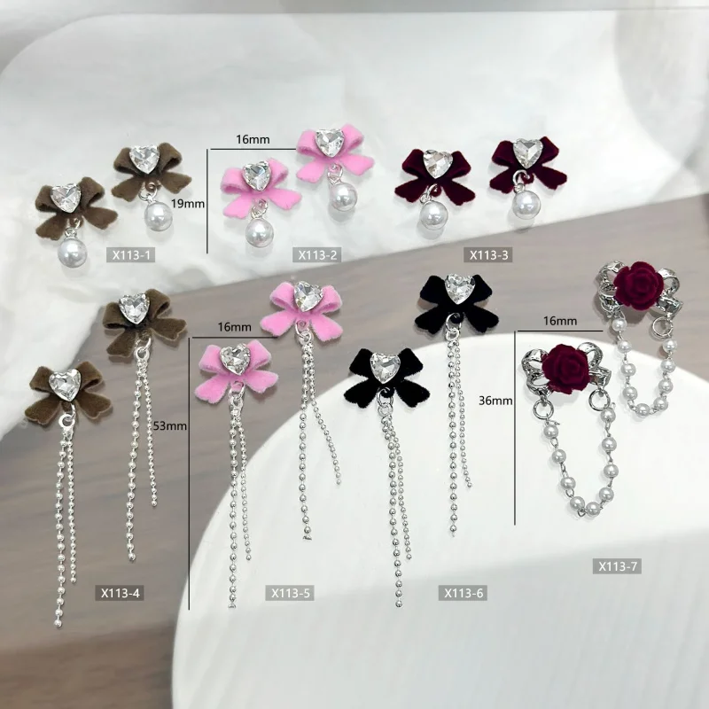 100pcs New Flocked Bow Nail Accessories Heart Crystal Diamond Long Chain Nail Charms High end Minimalist Style Nail Decorations
100pcs New Flocked Bow Nail Accessories Heart Crystal Diamond Long Chain Nail Charms High end Minimalist Style Nail Decorations