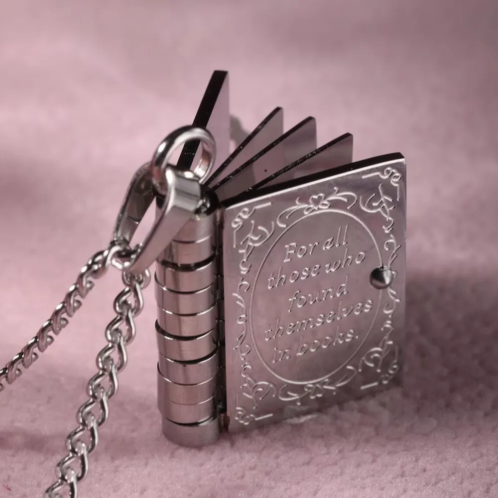 Fashion Bookish Pendant Necklace Stainless Steel Chain Book Lover Necklaces Choker Valentine's Day Gift
Fashion Bookish Pendant Necklace Stainless Steel Chain Book Lover Necklaces Choker Valentine's Day Gift