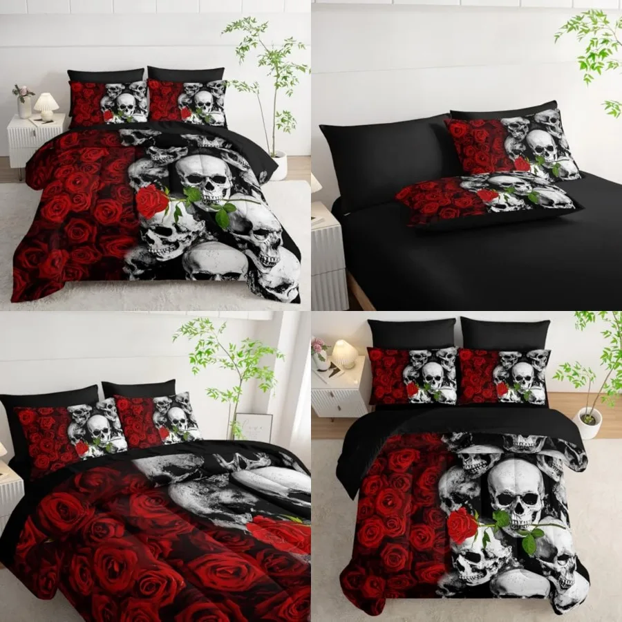 Black Skull Comforter Set 7 Pcs Size Bed in A Bag, Goth Bedding for Room Decor, Soft Western Comforter Boho Hippie Bedding with
Black Skull Comforter Set 7 Pcs Size Bed in A Bag, Goth Bedding for Room Decor, Soft Western Comforter Boho Hippie Bedding with