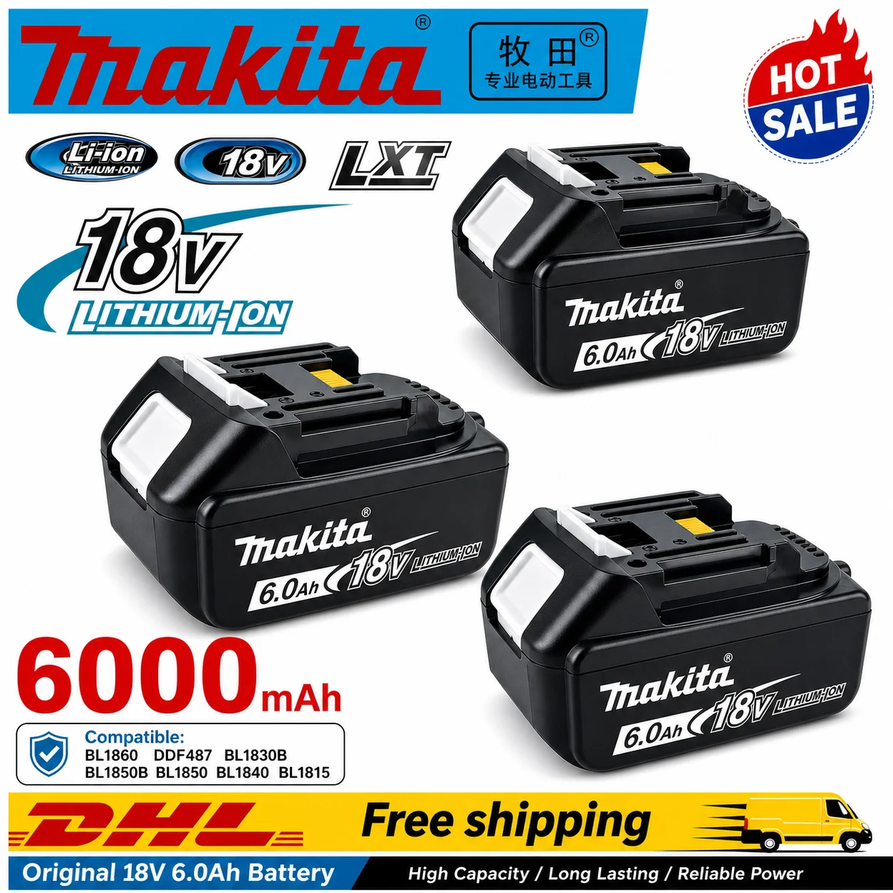 18V Makita Power Tool Battery & Charger for BL1830 BL1840 BL1850 BL1850B BL1860 Screwdrivers
18V Makita Power Tool Battery & Charger for BL1830 BL1840 BL1850 BL1850B BL1860 Screwdrivers