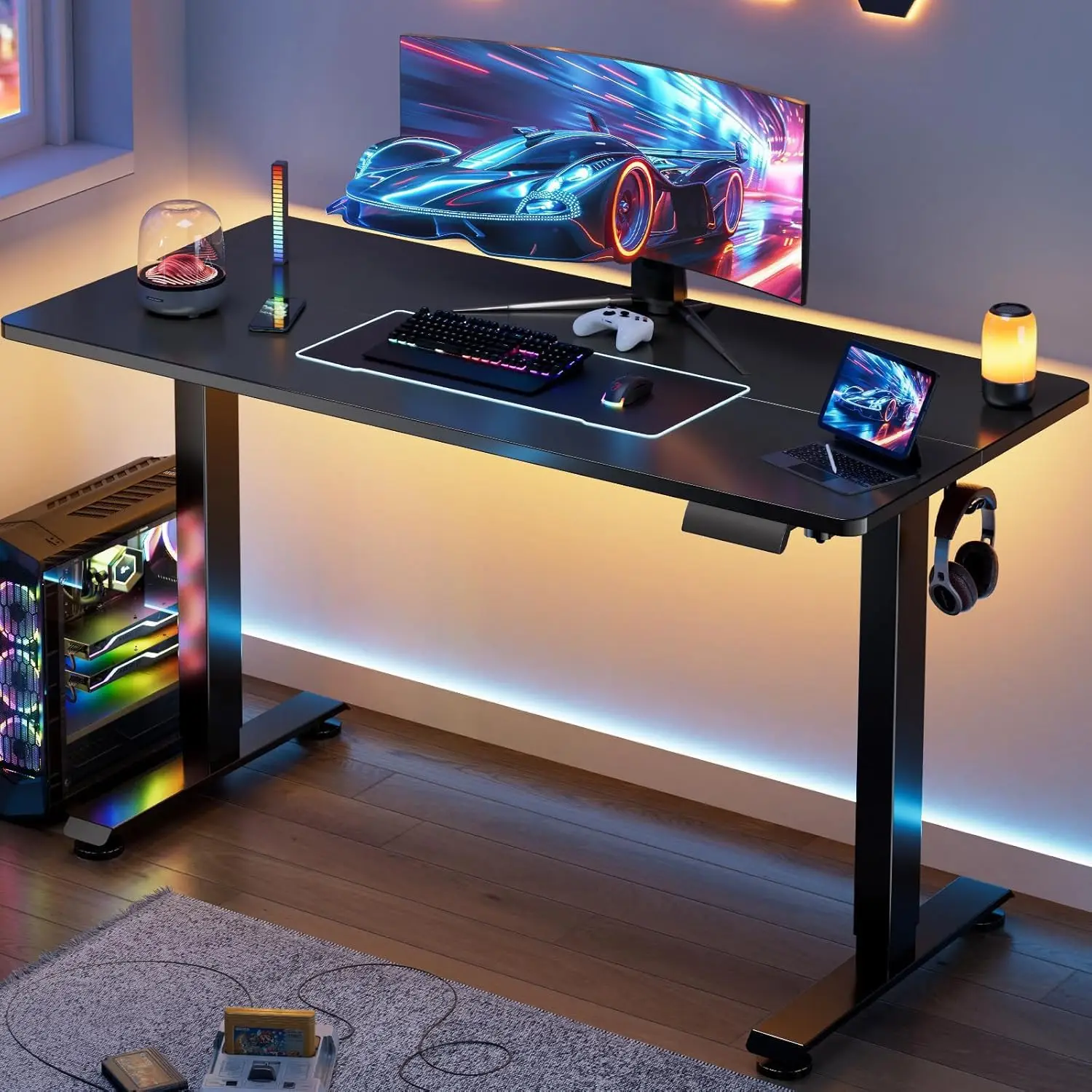 Height Adjustable Sit Stand Desk 55 Inch, Wood Desktop, Home Office Computer PC Table, Tall Standup Workstation, Gaming Writing Study Bedroom Rising Desk, Black
Height Adjustable Sit Stand Desk 55 Inch, Wood Desktop, Home Office Computer PC Table, Tall Standup Workstation, Gaming Writing Study Bedroom Rising Desk, Black
