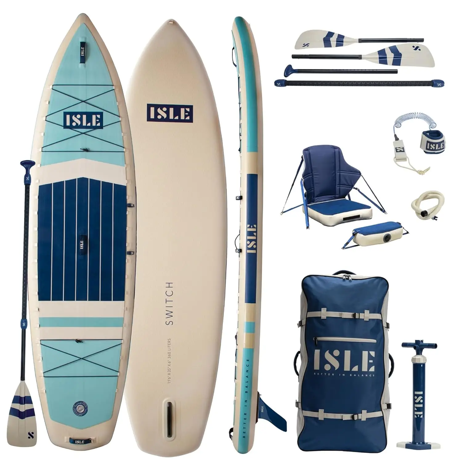 ISLE 2in1 Kayak & Paddle Board Bundle - Stand Up Paddle Board & Kayak, Incl. Seat, Paddle, Pump, Bag, 11.6 x 35.5 x 6, Custom
ISLE 2in1 Kayak & Paddle Board Bundle - Stand Up Paddle Board & Kayak, Incl. Seat, Paddle, Pump, Bag, 11.6 x 35.5 x 6, Custom
