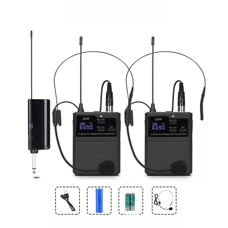 Wireless Waist Pack Lavalier Microphone Headset Microphone One-to-Two UHF Transmitter Receiver for Stage Performance Teaching
Wireless Waist Pack Lavalier Microphone Headset Microphone One-to-Two UHF Transmitter Receiver for Stage Performance Teaching