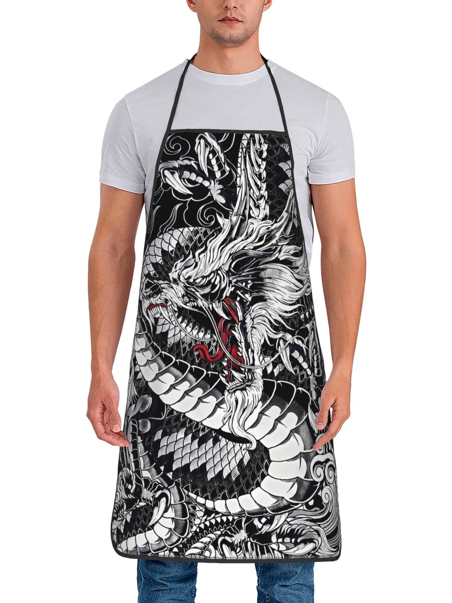Japanese-Style Dragon Apron – Black & White Ink Illustration, Red Accent Detail, Polyester, Unisex Cooking Gift
Japanese-Style Dragon Apron – Black & White Ink Illustration, Red Accent Detail, Polyester, Unisex Cooking Gift