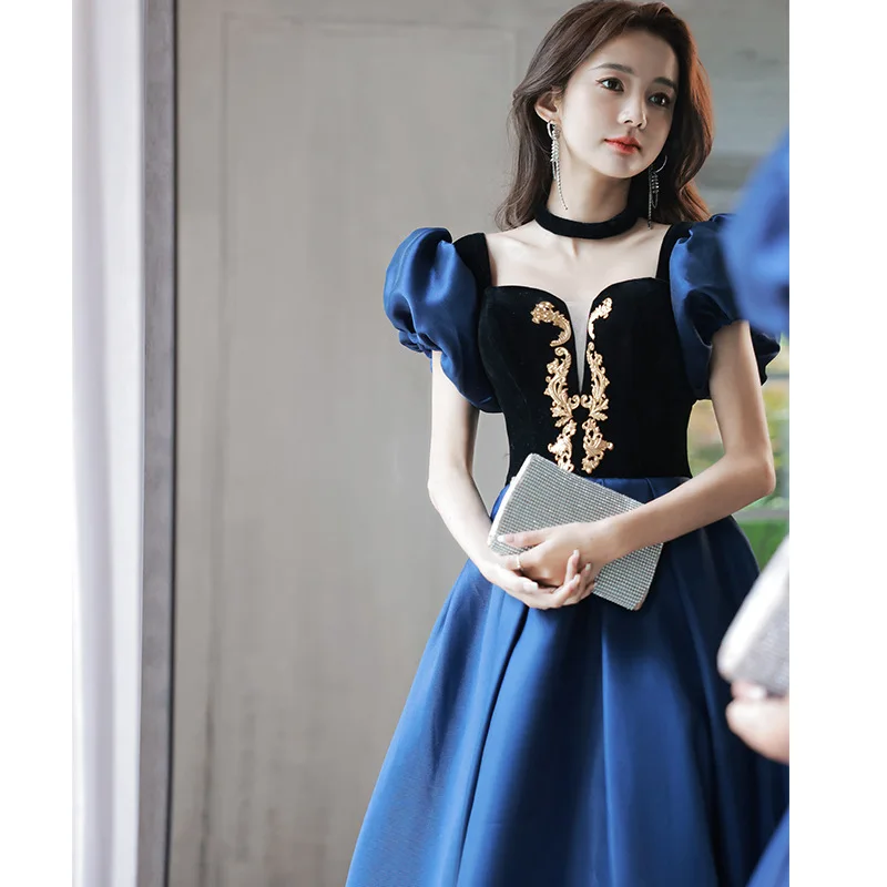 Blue Evening Dress Female Host Design French Temperament Socialite Long Chorus Costume
Blue Evening Dress Female Host Design French Temperament Socialite Long Chorus Costume