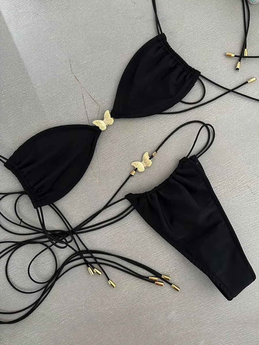 Metal Butterfly Halter Mini Micro String Bikini Women Brazilian Swimwear Female Swimsuit Two-pieces Bikini Set Bathing Suit Swim
Metal Butterfly Halter Mini Micro String Bikini Women Brazilian Swimwear Female Swimsuit Two-pieces Bikini Set Bathing Suit Swim