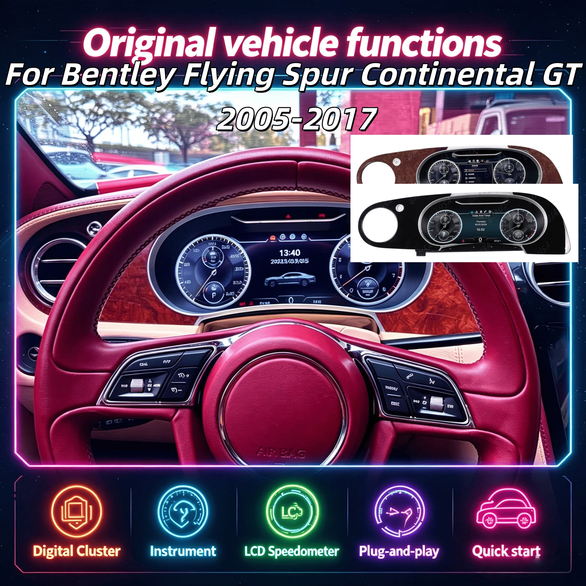 12.3 inch Digital Cluster Dash Panel For Bentley Flying Spur Continental GT 2005-2017 Instrument Dashboard Speedometer Virtual C
12.3 inch Digital Cluster Dash Panel For Bentley Flying Spur Continental GT 2005-2017 Instrument Dashboard Speedometer Virtual C