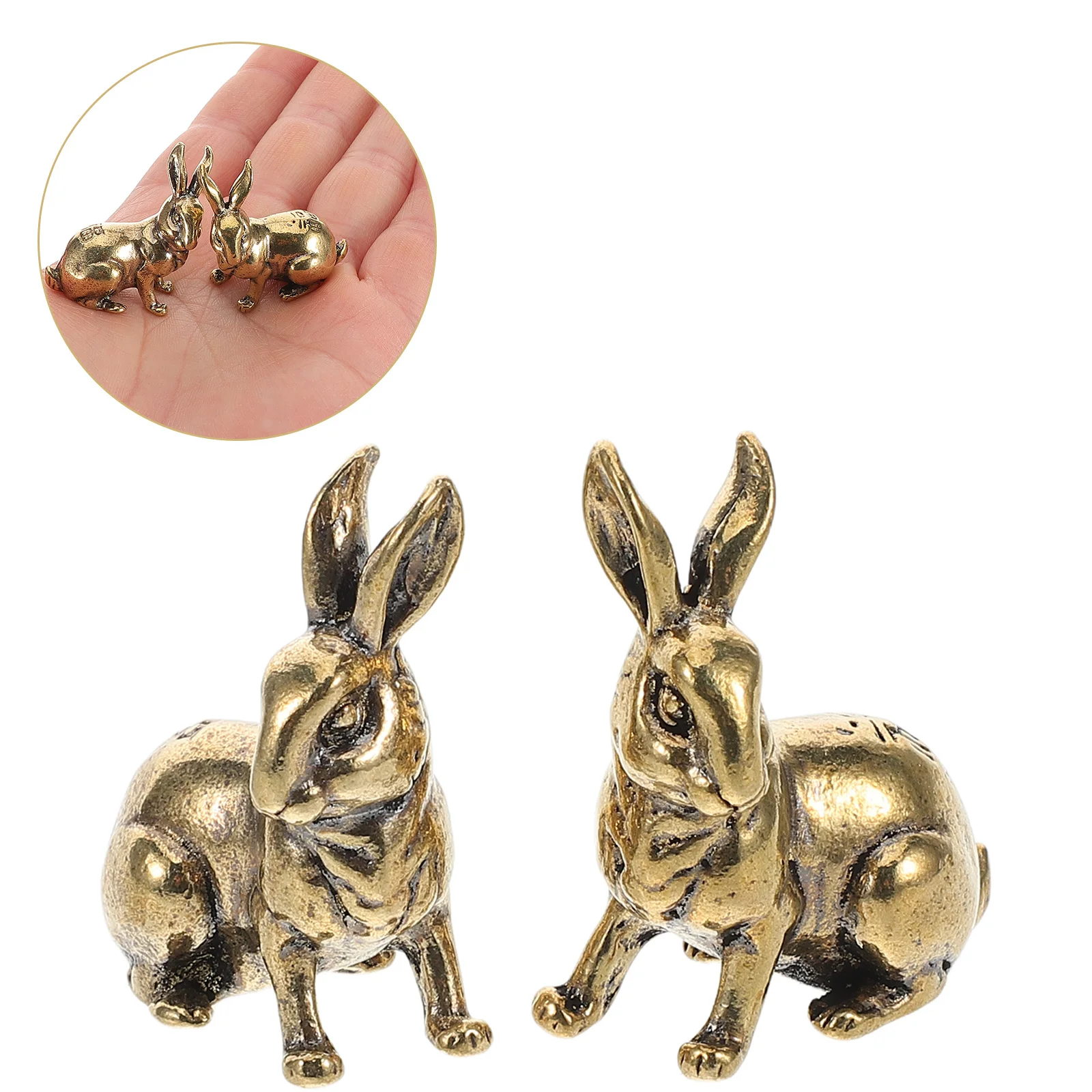 2Pcs Vintage Solid Brass Rabbit Ornaments Pair for Home Decor Tea Pet Desk Decoration Feng Shui Prosperity Lucky Bunny Statues
2Pcs Vintage Solid Brass Rabbit Ornaments Pair for Home Decor Tea Pet Desk Decoration Feng Shui Prosperity Lucky Bunny Statues