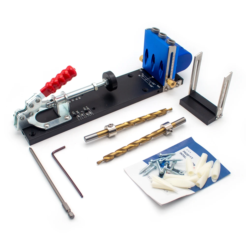Adjustable Pocket Hole Jig Kit Woodworking Oblique Hole Locator Drill Bits 15 Degree Angle Drill Guide Set Hole Puncher DIY Tool
Adjustable Pocket Hole Jig Kit Woodworking Oblique Hole Locator Drill Bits 15 Degree Angle Drill Guide Set Hole Puncher DIY Tool