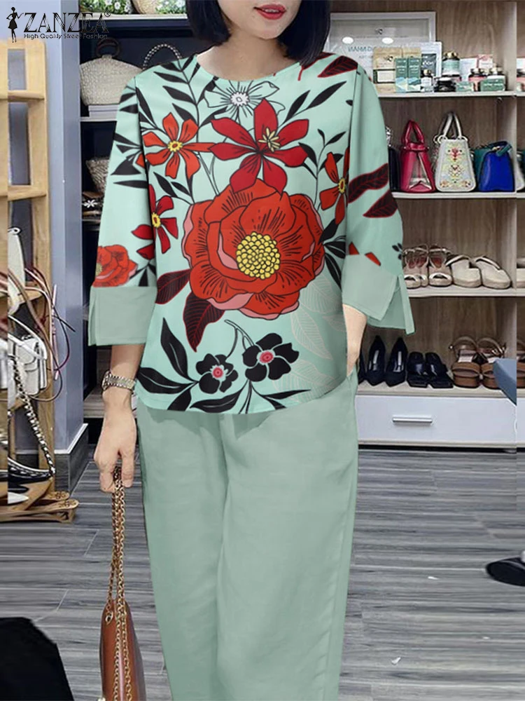 ZANZEA 2024 Women Casual 2PCS Outfits Floral Printing 3/4 Sleeve Tops Solid Pocket Loose Pant Suits Elegant Sweety Simple Sets
ZANZEA 2024 Women Casual 2PCS Outfits Floral Printing 3/4 Sleeve Tops Solid Pocket Loose Pant Suits Elegant Sweety Simple Sets