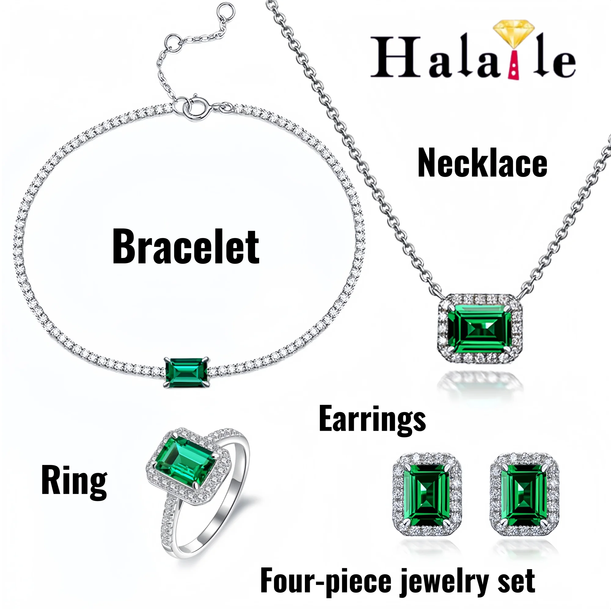 Halaile S925 Sterling Silver Lab-grown Emerald Ring/Necklace/Earrings Sets Fine Jewelry For Women Trendy Elegant Wedding Gift
Halaile S925 Sterling Silver Lab-grown Emerald Ring/Necklace/Earrings Sets Fine Jewelry For Women Trendy Elegant Wedding Gift