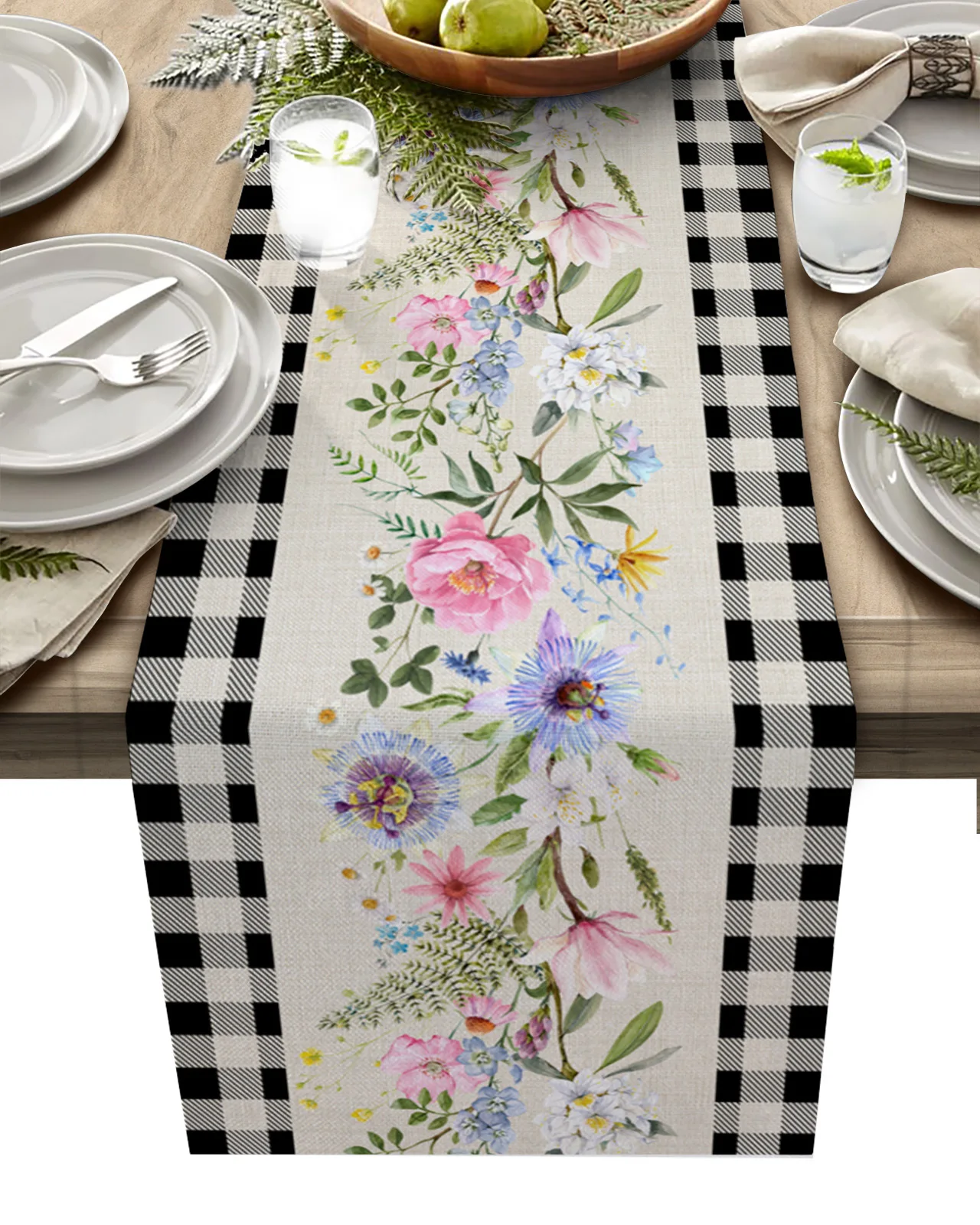Summer Plaid Idyllic Flowers Linen Table Runners Kitchen Table Decoration Accessories Dining Table Runner Wedding Party Supplies
Summer Plaid Idyllic Flowers Linen Table Runners Kitchen Table Decoration Accessories Dining Table Runner Wedding Party Supplies