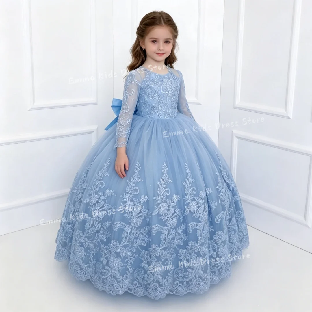 Customized Sky Blue Flower Girl Dresses for Wedding Full Sleeves Sequins Kids Birthday Party Appliques Floor Length Ball Gown
Customized Sky Blue Flower Girl Dresses for Wedding Full Sleeves Sequins Kids Birthday Party Appliques Floor Length Ball Gown