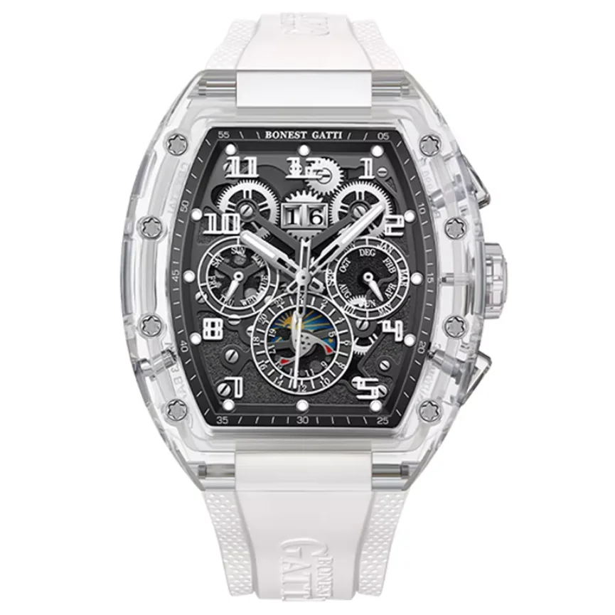 BONEST GATTI Men Automatic Watch Tonneau Mechanical Wristwatch Acrylic Case Waterproof Luminous Month Week Date 24 Hours
BONEST GATTI Men Automatic Watch Tonneau Mechanical Wristwatch Acrylic Case Waterproof Luminous Month Week Date 24 Hours