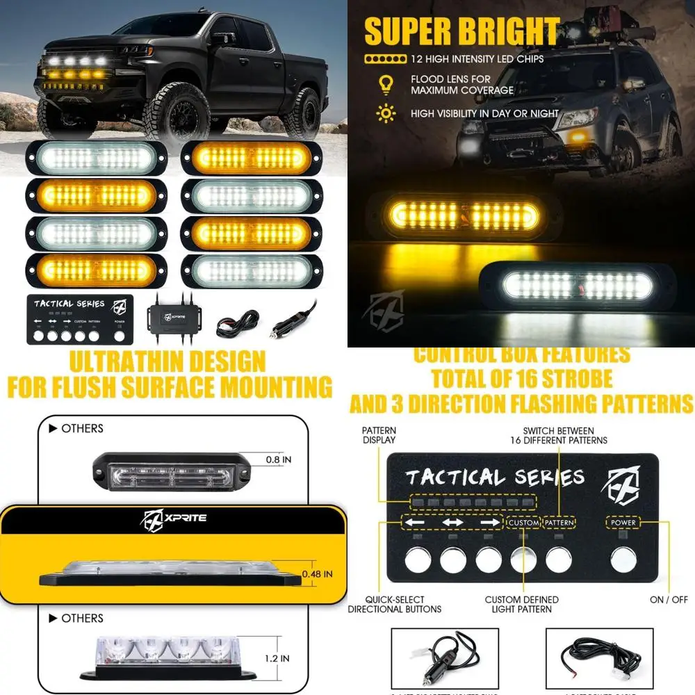 8-Piece LED Strobe Lights Kit with Control Box for Vehicles, Trucks, Cars, and Vans
8-Piece LED Strobe Lights Kit with Control Box for Vehicles, Trucks, Cars, and Vans