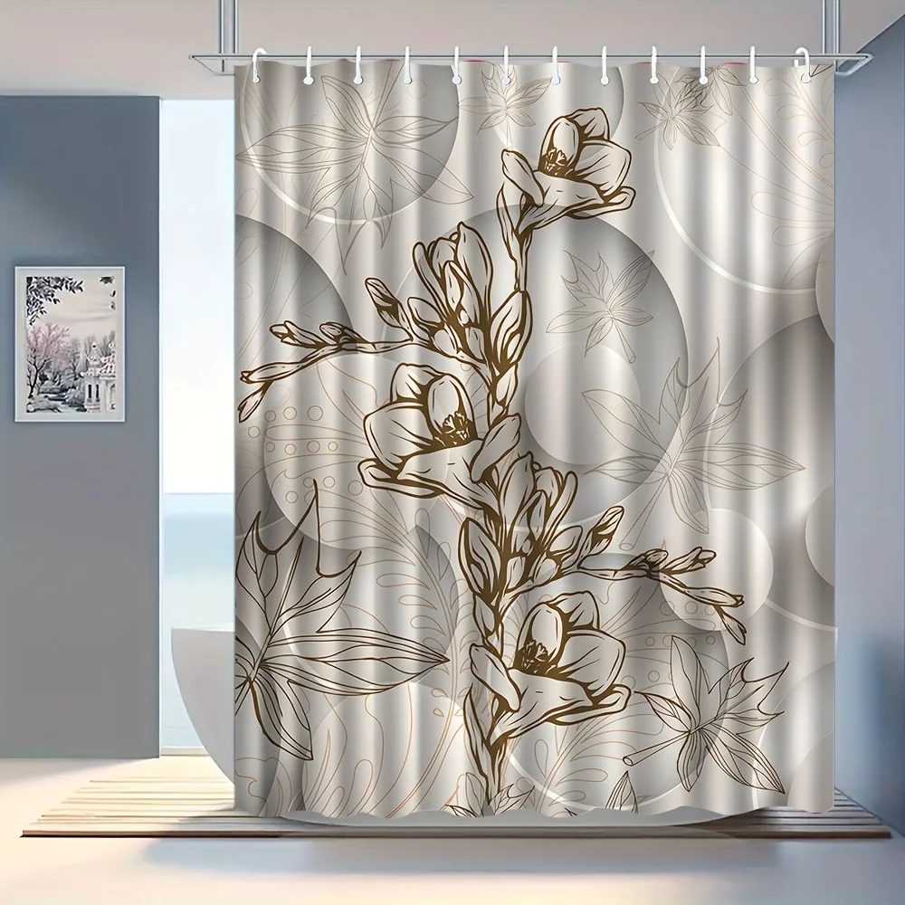 1 шт. Белая и серая занавеска для душа с рисунком листьев, полиэфирная ткань, с крючками, подходит для декора ванной комнаты.
1 шт. Белая и серая занавеска для душа с рисунком листьев, полиэфирная ткань, с крючками, подходит для декора ванной комнаты.