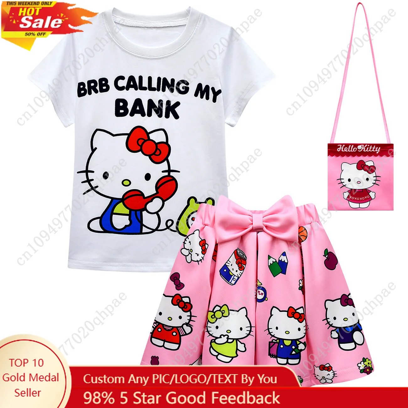 Hello Kitty Cosplay Costume Girl's Skirt Set Short-sleeved Pleated Skirt with Accessory Crossbody Bag Set of Three Pieces
Hello Kitty Cosplay Costume Girl's Skirt Set Short-sleeved Pleated Skirt with Accessory Crossbody Bag Set of Three Pieces
