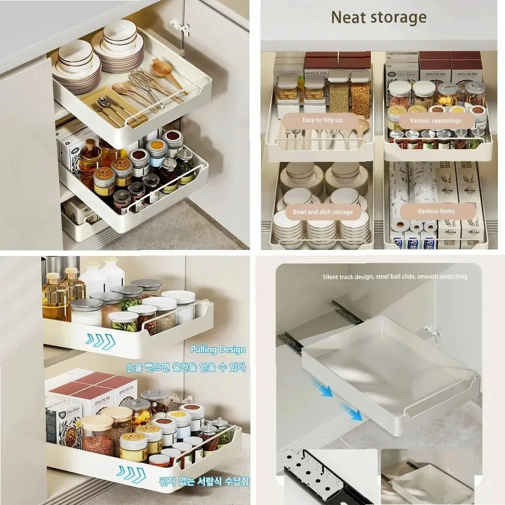 Pull-Out Kitchen Drawer Organizer, Slide Rail Storage Shelf for Spices Cabinets & Storage Racks
Pull-Out Kitchen Drawer Organizer, Slide Rail Storage Shelf for Spices Cabinets & Storage Racks